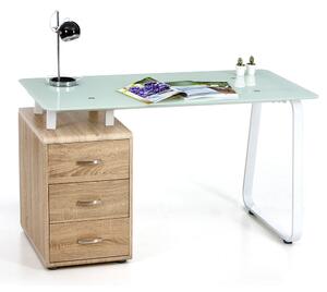 Scrivania 130x65xH75 cm in Vetro con Cassettiera Connect Rovere