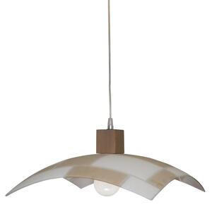 Sospensione 50X50 1xE27 Montatura Tortora Vetro Lastra Bianco- Marrone E-Energy Dora