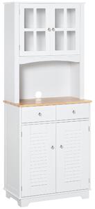 Mobile da Cucina Credenza con Ante e Cassetti 68x39,5x170 cm in Legno Bianca