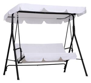Outsunny Altalena da Giardino 3 Posti Tetto Inclinabile Cuscini Sedile e Schienale 1,72L x 1,1l x 1,52H m Acciaio Nero Poliestere Bianco
