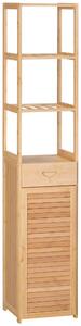 Mobile Bagno Alto 3 Ripiani 1 Cassetto e 1 Armadietto 32x30x163 cm in Bambù color Legno