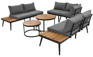 Set da giardino per 5-6 persone, 2 divani a due posti, 2 poltrone singole, 2 tavoli, inclusi cuscini, 160x64x75 cm, Grigio
