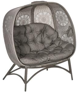 Poltrona 2 Posti da Giardino 126x75x142 cm con Cuscino Marrone Sabbia