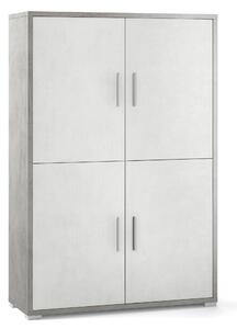 Mobile con 4 Ante 108x161x41 cm Cemento/Ossido Bianco