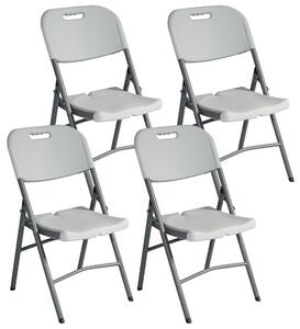 Set 4 Sedie Catering Pieghevoli da Giardino 47x61x87 cm in Polietilene Bianche
