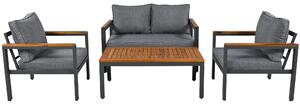 Set di mobili da giardino in 4 pezzi con telaio in acciaio zincato, divano a 2 posti, 2 poltrone singole, 1 tavolo, 117x67x78 cm, Grigio