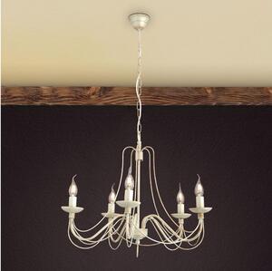 Orion LU 1531/5 - Lampadario a sospensione con catena VELA 5xE14/40W/230V diametro 60 cm bianco/oro/patina