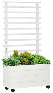 Fioriera da Esterno 76x30x155 cm con Grigliato per Rampicanti in Legno Bianco