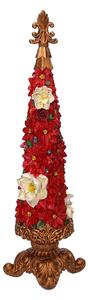 Mini Albero di Natale in Resina con fiori rosso cm 13x13xh47,5