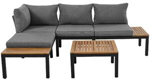 Set di mobili da giardino, con 2x divani a due posti, 2x tavolini, 1x tavolo, 205x145x66 cm, Grigio