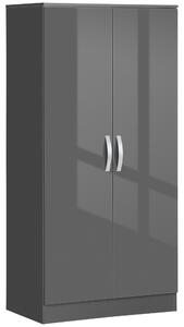 Mobile Guardaroba 2 Ante 76x47x160 cm in Truciolato con Asta Grigio