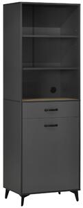 Mobile Dispensa Alto 60x42x180 cm Ripiani Regolabili Aperti in Truciolato e MDF Grigio