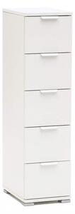 Cassettiera 5 Cassetti Bianca 27x38x103 h cm in Truciolare bilaminato Bianco