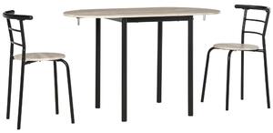 Set Tavolo e 2 Sdie da Giardino in MDF e Acciaio Nero