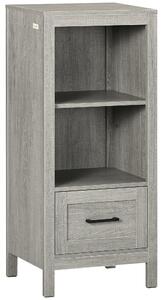 Mobiletto Bagno Salvaspazio 2 Ripiani 1 Cassetto 40x30x89 cm in Legno Grigio