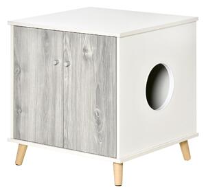 Mobile Lettiera per Gatti 60x55x62,5 cm in Legno Bianco e Grigio