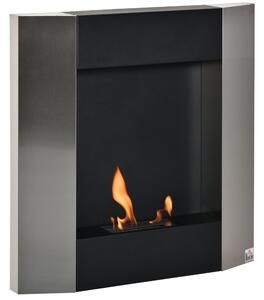Camino a Bioetanolo da Parete 72x11x72 cm Nero e Argento
