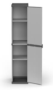 Armadio da Esterno 34x40x165 cm 1 Anta 4 Ripiani in Resina Grigio