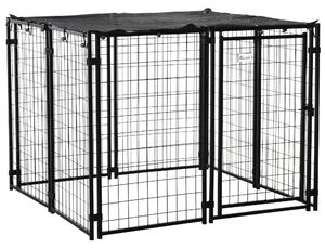 Recinto per Cani Pieghevole 141x141x113 cm in Acciaio Nero