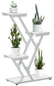 Scaletta Portavasi a 4 Livelli per Interni ed Esterni 50,5x24x81 cm in MDF e Acciaio Bianco