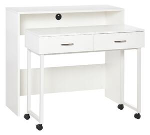 Scrivania con Cassetti e Ruote 100x36x88 cm in Metallo e MDF Bianca