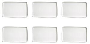 Set 6 Vassoi Snack Rettangolari 16x8x1,5 cm in Porcellana Allluminica Kaleidos Aluxina Bianchi