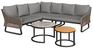 Set di mobili da giardino per 6-7 persone, set lounge da esterno con 3 divani e 2 tavoli, 236x181x82 cm, Grigio