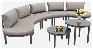 Set di mobili da giardino 5 posti, 2 tavolini da caffè in vetro temperato, cuscini e sedili comodi, 85x60x78 cm, Grigio