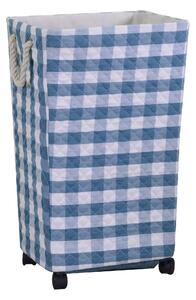 Cesto Portabiancheria in tessuto azzurro rettangolare con rotelle cm 40x30xh70