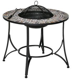 Braciere da Giardino 75x75x60 cm in Metallo e Ceramica