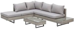 Set da Giardino Divano Angolare e Tavolino in Rattan Grigio