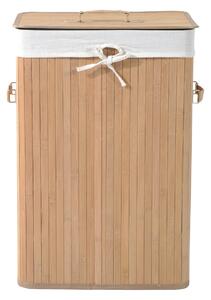 Cesta Portabiancheria 40x30x60 cm in Bambù con Coperchio e Fodera Rimovibile