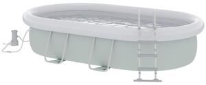 Piscina Fuori Terra 540x304x106 cm Telaio in Acciaio con Filtro e Scaletta Grigia