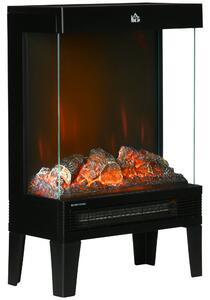 Camino Elettrico 2000W 40,5x20x62 cm con LED Effetto Fiamma Nero