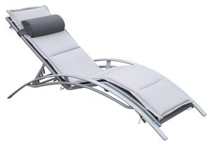 Lettino Chaise Longue da Giardino Poltrona Relax Grigia 170x64x80 cm