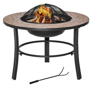 Braciere da Giardino 68x68x45 cm in Metallo e Ceramica