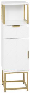 Mobile a Colonna Bagno 30x30x105 cm in Legno e Metallo Bianco
