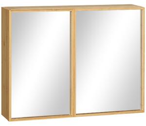 Specchiera Bagno 65,2x14x50 cm 2 Ante 3 Ripiani in Bambù color Legno