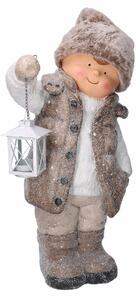 Bambino in Resina con lanterna beige cm 30x21xh51