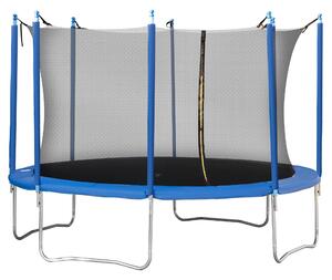 Trampolino Tappeto Elastico Ø370x275 cm in Acciaio con Rete e Bordo Imbottito Blu e Nero