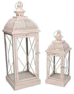 Set 2 Lanterne in Metallo crema oro quadro