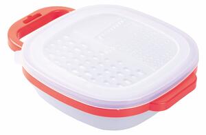 Grattugia Manuale 19,3x24,8x6,2 cm in Acciaio con Contenitore Rosso