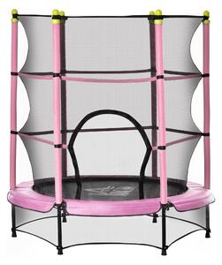 Trampolino Tappeto Elastico per Bambini Ø140x158 cm in Acciaio Rosa e Nero