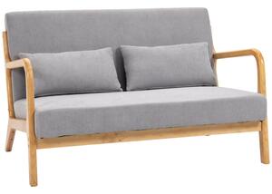 Divano 2 Posti 122x71x76 cm con Cuscini Seduta Imbottita in Tessuto Effetto Velluto Grigio