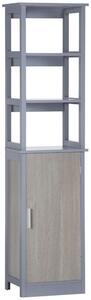 Mobile a Colonna per Bagno 40x30x160 cm 3 Mensole 1 Anta Grigio