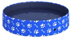 Piscina Rigida per Cani Taglia Grande Ø140x30 cm in PVC e Truciolare Blu