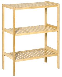 Scaffale 3 Ripiani 62x33x80 cm in Bambù Naturale