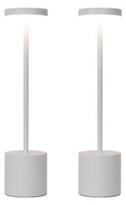 Set di 2 lampade da tavolo da esterno bianche con LED e dimmer ricaricabile - Dupont