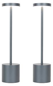 Set di 2 lampade da tavolo per esterni grigie con LED e dimmer ricaricabili - Dupont