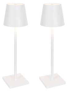 Set di 2 lampade da tavolo per esterni bianche con LED e dimmer ricaricabile - Janet